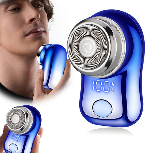 Afeitadora eléctrica portátil mini con pantalla digital inteligente, red de cuchillas de doble anillo, afeitadora cápsula para hombres, maquinilla de bolsillo, ideal para viajes al aire libre, afeitadora inteligente para e