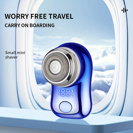 Afeitadora eléctrica portátil mini con pantalla digital inteligente, red de cuchillas de doble anillo, afeitadora cápsula para hombres, maquinilla de bolsillo, ideal para viajes al aire libre, afeitadora inteligente para e