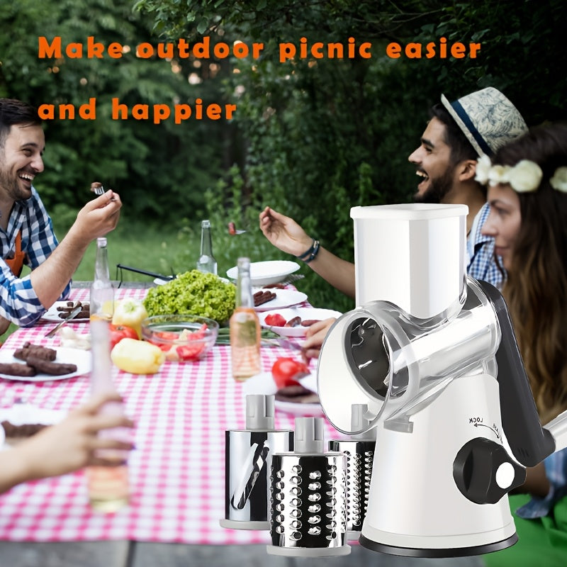 [Cortador Multifuncional] Cortador manual multifuncional de queso, vegetales y frutas - Cortador de tambor de escritorio, utensilio de cocina fácil de usar.