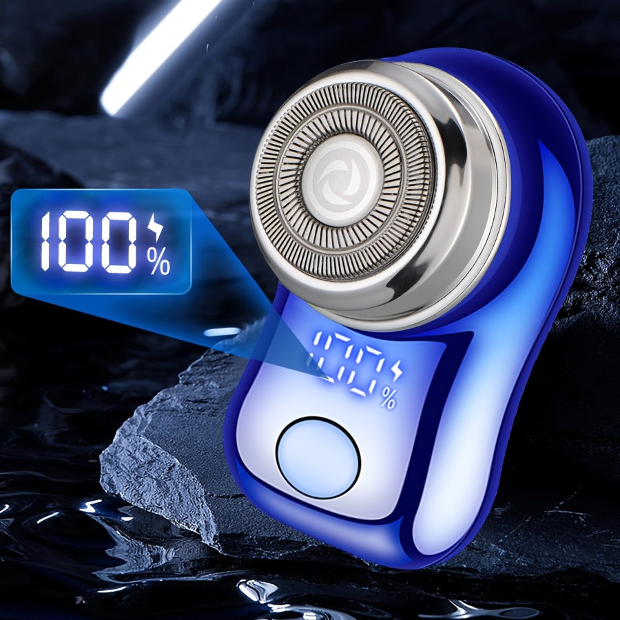 Afeitadora eléctrica portátil mini con pantalla digital inteligente, red de cuchillas de doble anillo, afeitadora cápsula para hombres, maquinilla de bolsillo, ideal para viajes al aire libre, afeitadora inteligente para e