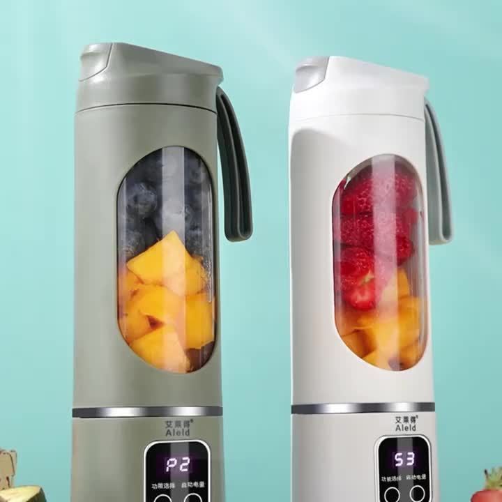 exprimidor portátil inalámbrico para frutas con pantalla LED, batería recargable USB de 1500 mAh, plástico de grado alimenticio ABS, modo de potencia dual - perfecto para batidos y granizados, rompe el hielo fácilmente,