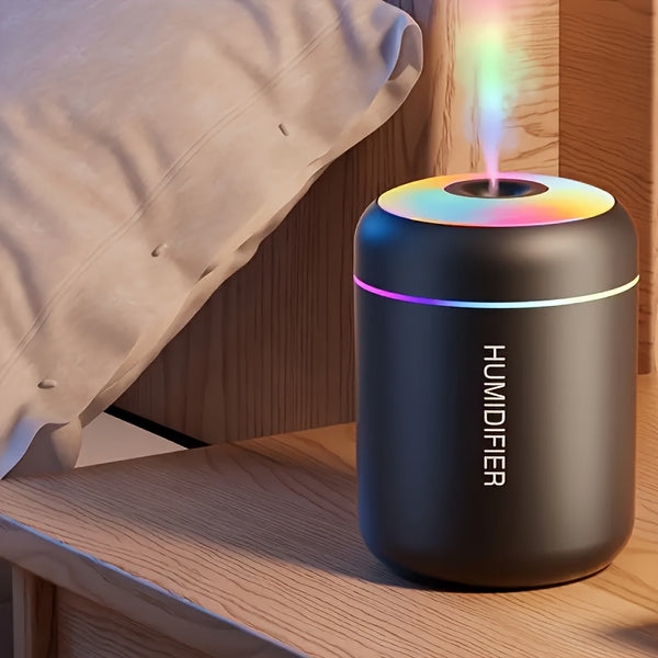 difusor y humidificador de aceites esenciales alimentado por USB  
luz nocturna que cambia de color  
niebla fría refrescante para aromaterapia