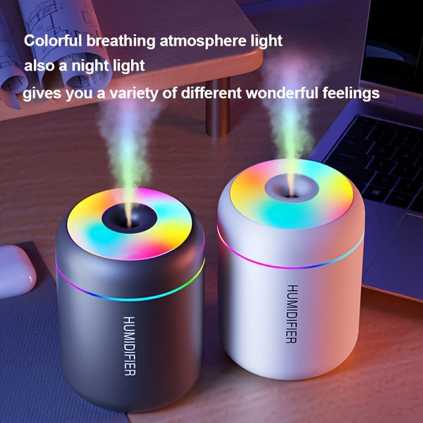 difusor y humidificador de aceites esenciales alimentado por USB  
luz nocturna que cambia de color  
niebla fría refrescante para aromaterapia