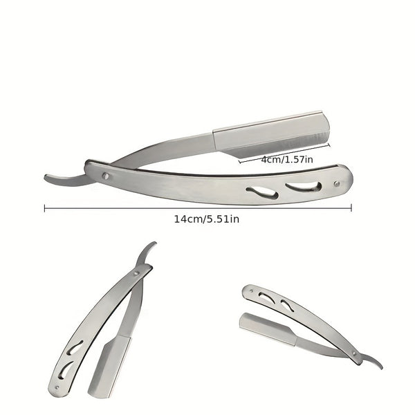 Navaja recta plegable para barbero, diseñada para el afeitado manual de hombres. Ideal para el cuidado facial, la barba y herramientas de peluquería.