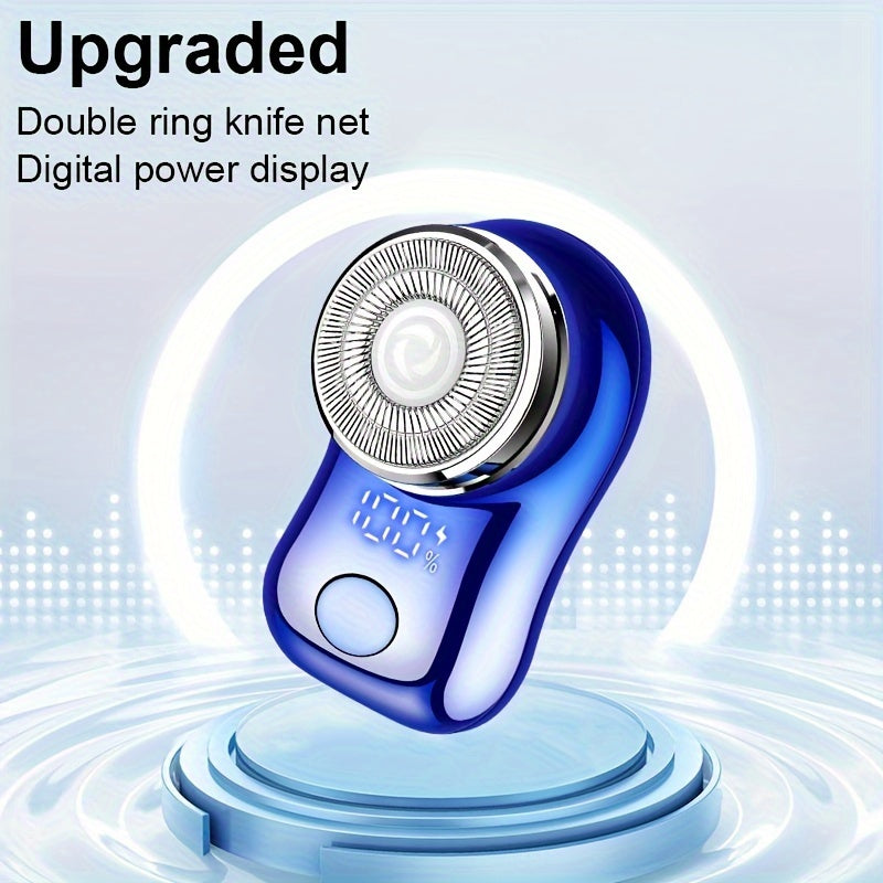 Afeitadora eléctrica portátil mini con pantalla digital inteligente, red de cuchillas de doble anillo, afeitadora cápsula para hombres, maquinilla de bolsillo, ideal para viajes al aire libre, afeitadora inteligente para e