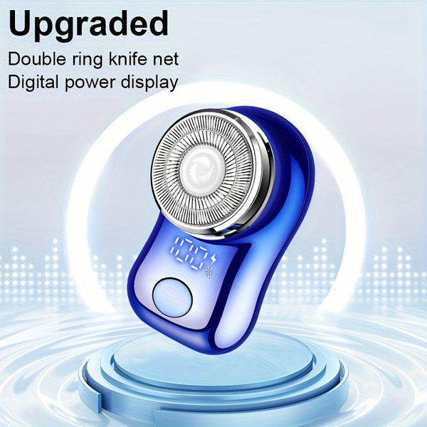 Afeitadora eléctrica portátil mini con pantalla digital inteligente, red de cuchillas de doble anillo, afeitadora cápsula para hombres, maquinilla de bolsillo, ideal para viajes al aire libre, afeitadora inteligente para e