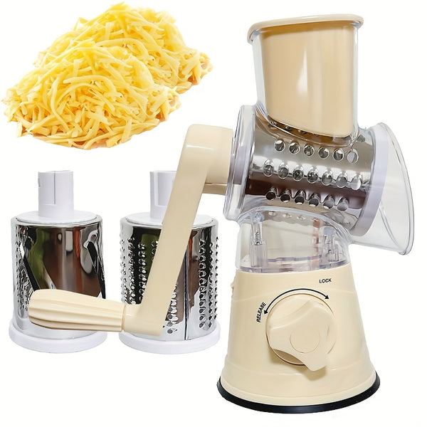 [Cortador Multifuncional] Cortador manual multifuncional de queso, vegetales y frutas - Cortador de tambor de escritorio, utensilio de cocina fácil de usar.