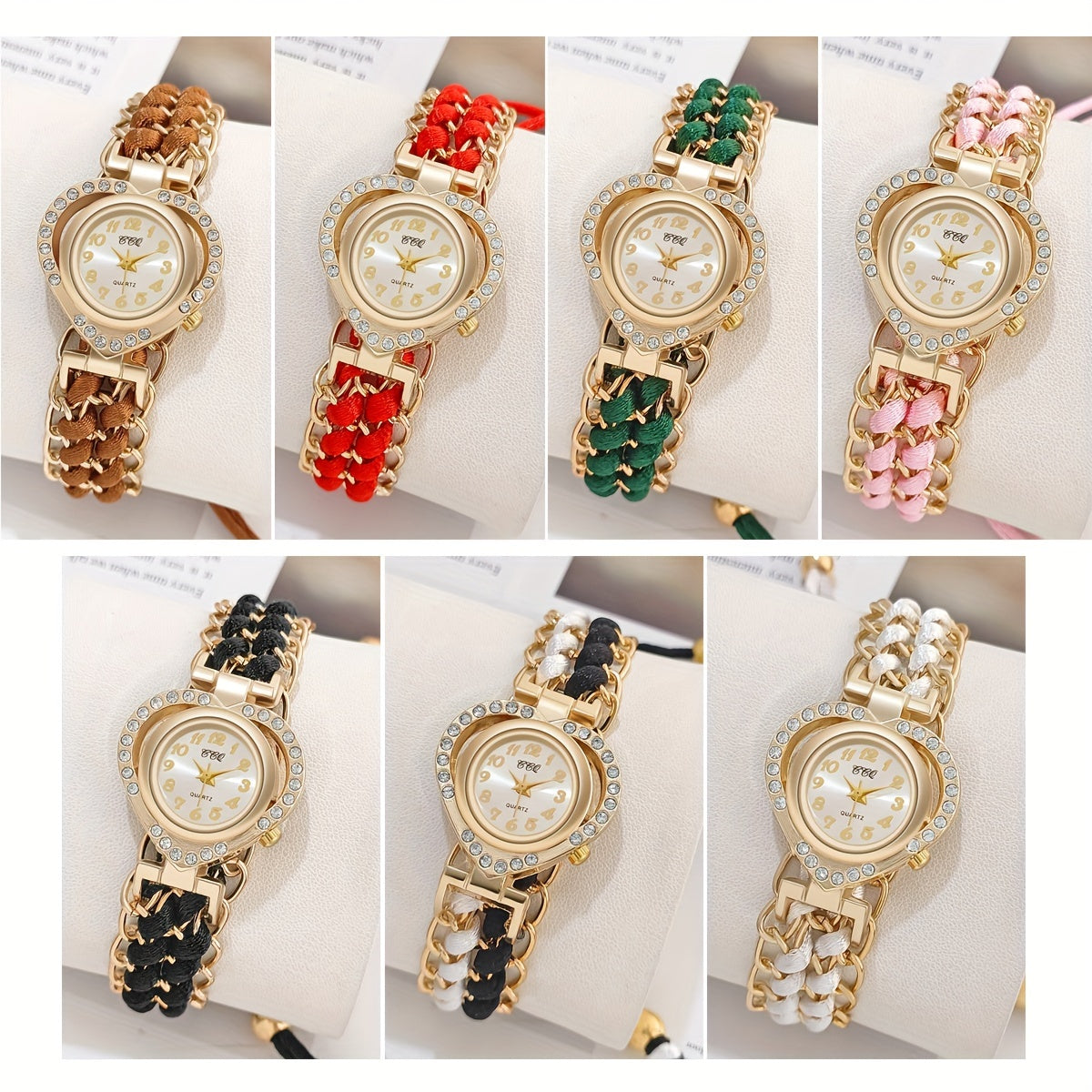 Reloj de Pulsera de Cuarzo Elegante para Damas con Adorno de Piedras de Imitación