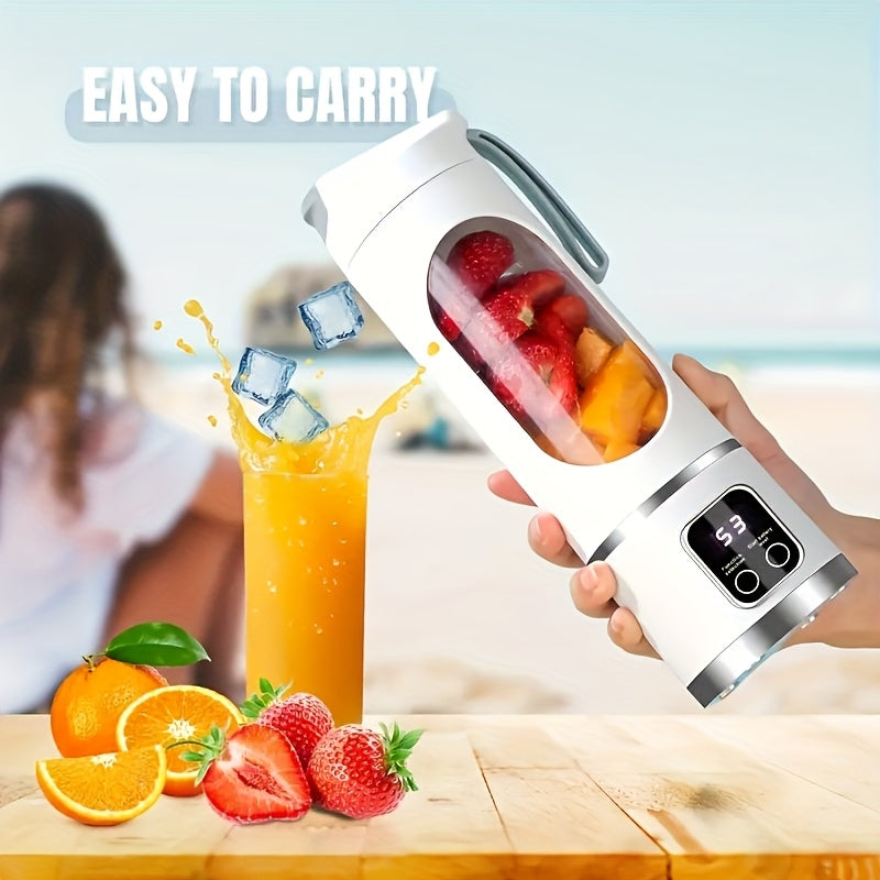 exprimidor portátil inalámbrico para frutas con pantalla LED, batería recargable USB de 1500 mAh, plástico de grado alimenticio ABS, modo de potencia dual - perfecto para batidos y granizados, rompe el hielo fácilmente,