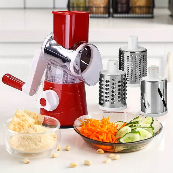 [Cortador Multifuncional] Cortador manual multifuncional de queso, vegetales y frutas - Cortador de tambor de escritorio, utensilio de cocina fácil de usar.