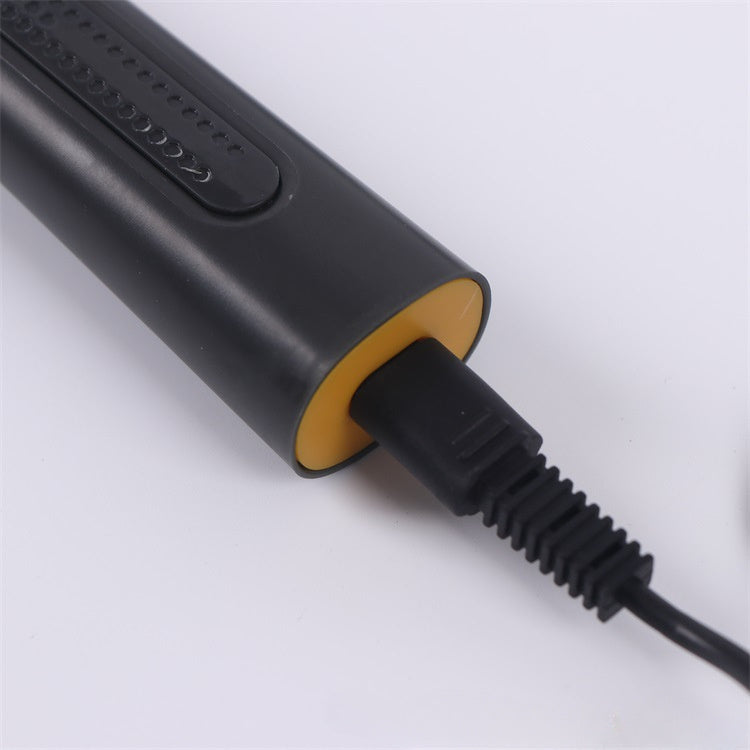 Recortadora eléctrica para hombres recargable por USB - Elegante diseño en negro con detalles amarillos, batería de 800mAh, incluye 3 peines de aseo, afeitadora portátil mini.