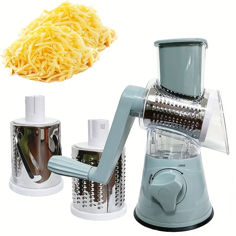 [Cortador Multifuncional] Cortador manual multifuncional de queso, vegetales y frutas - Cortador de tambor de escritorio, utensilio de cocina fácil de usar.