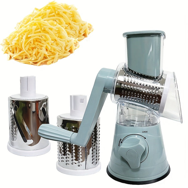 [Cortador Multifuncional] Cortador manual multifuncional de queso, vegetales y frutas - Cortador de tambor de escritorio, utensilio de cocina fácil de usar.