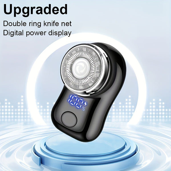 Afeitadora eléctrica portátil mini con pantalla digital inteligente, red de cuchillas de doble anillo, afeitadora cápsula para hombres, maquinilla de bolsillo, ideal para viajes al aire libre, afeitadora inteligente para e