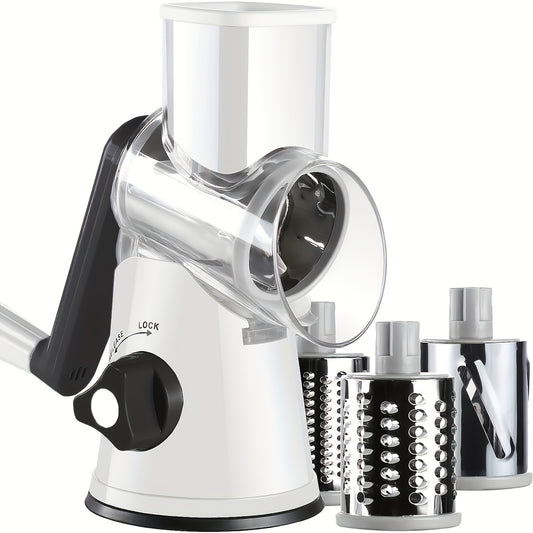 [Cortador Multifuncional] Cortador manual multifuncional de queso, vegetales y frutas - Cortador de tambor de escritorio, utensilio de cocina fácil de usar.