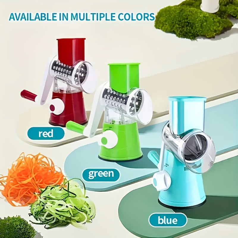 [Cortador Multifuncional] Cortador manual multifuncional de queso, vegetales y frutas - Cortador de tambor de escritorio, utensilio de cocina fácil de usar.