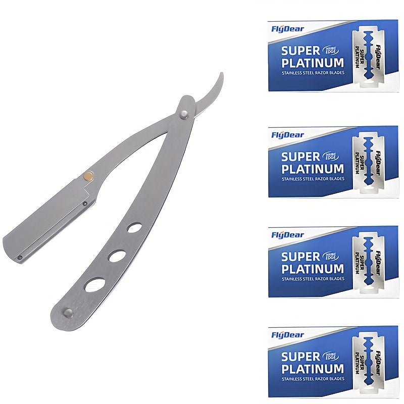 Navaja recta plegable para barbero, diseñada para el afeitado manual de hombres. Ideal para el cuidado facial, la barba y herramientas de peluquería.