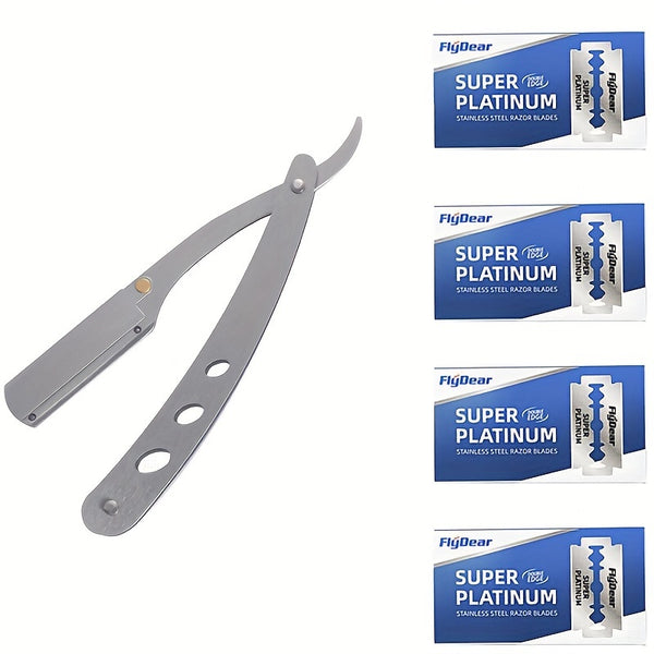 Navaja recta plegable para barbero, diseñada para el afeitado manual de hombres. Ideal para el cuidado facial, la barba y herramientas de peluquería.