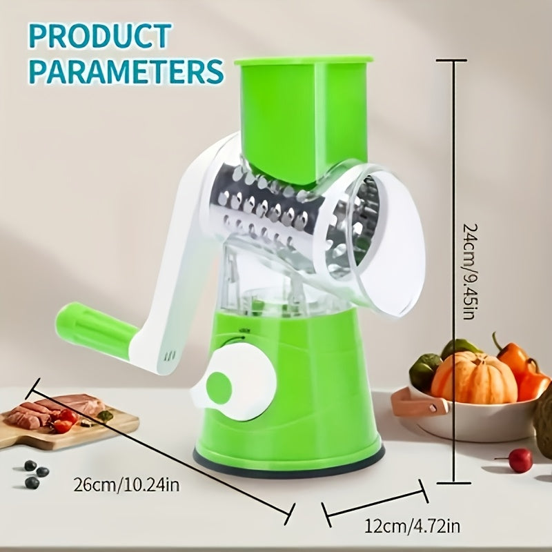 [Cortador Multifuncional] Cortador manual multifuncional de queso, vegetales y frutas - Cortador de tambor de escritorio, utensilio de cocina fácil de usar.