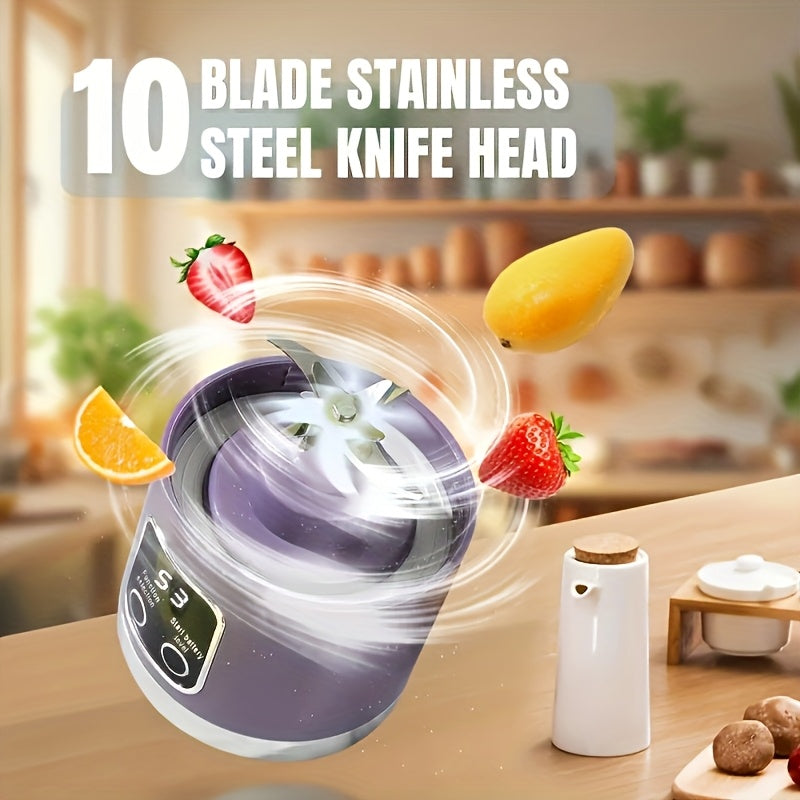 exprimidor portátil inalámbrico para frutas con pantalla LED, batería recargable USB de 1500 mAh, plástico de grado alimenticio ABS, modo de potencia dual - perfecto para batidos y granizados, rompe el hielo fácilmente,
