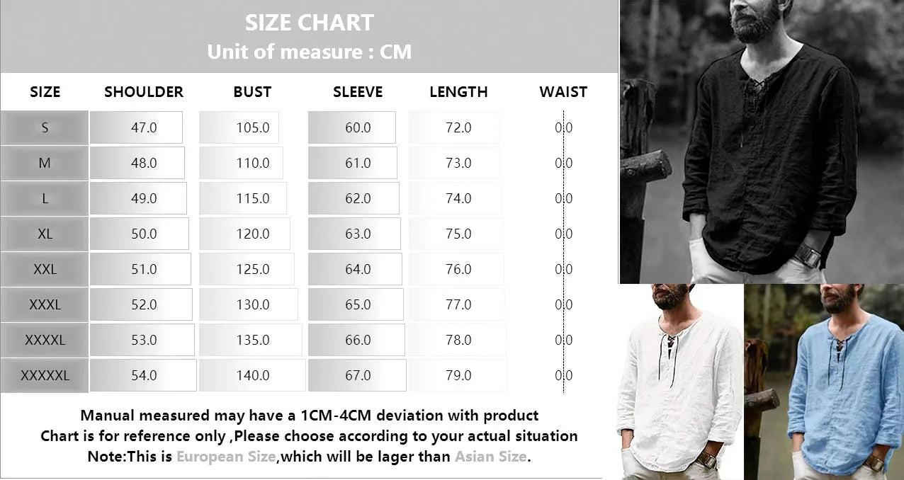 Primavera nueva camiseta de lino y algodón para hombre, camisetas de vendaje con cuello en V de Color sólido para hombre, camiseta informal de lino de manga larga