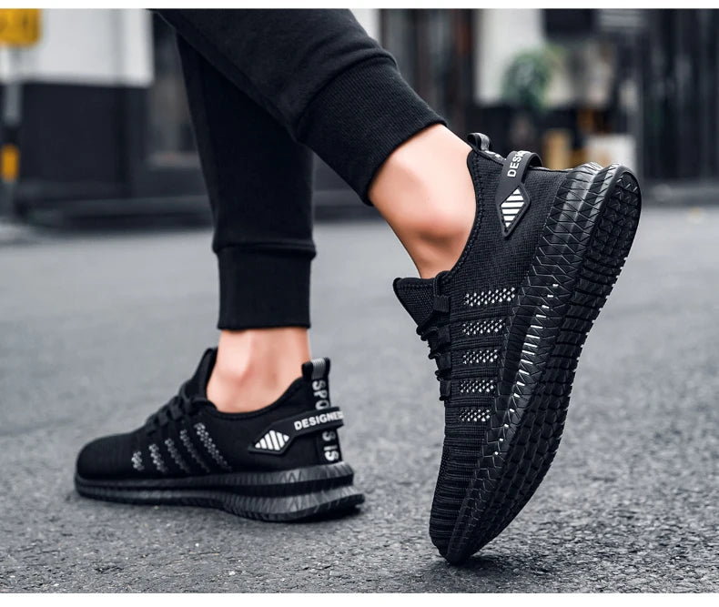 Zapatos de deporte a la moda para hombre, zapatos informales de malla con cordones, zapatillas ligeras transpirables para caminar, zapatos para hombre