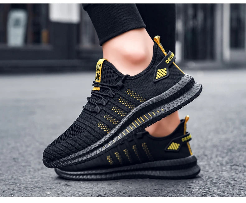 Zapatos de deporte a la moda para hombre, zapatos informales de malla con cordones, zapatillas ligeras transpirables para caminar, zapatos para hombre