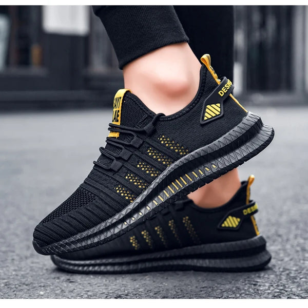 Zapatos de deporte a la moda para hombre, zapatos informales de malla con cordones, zapatillas ligeras transpirables para caminar, zapatos para hombre