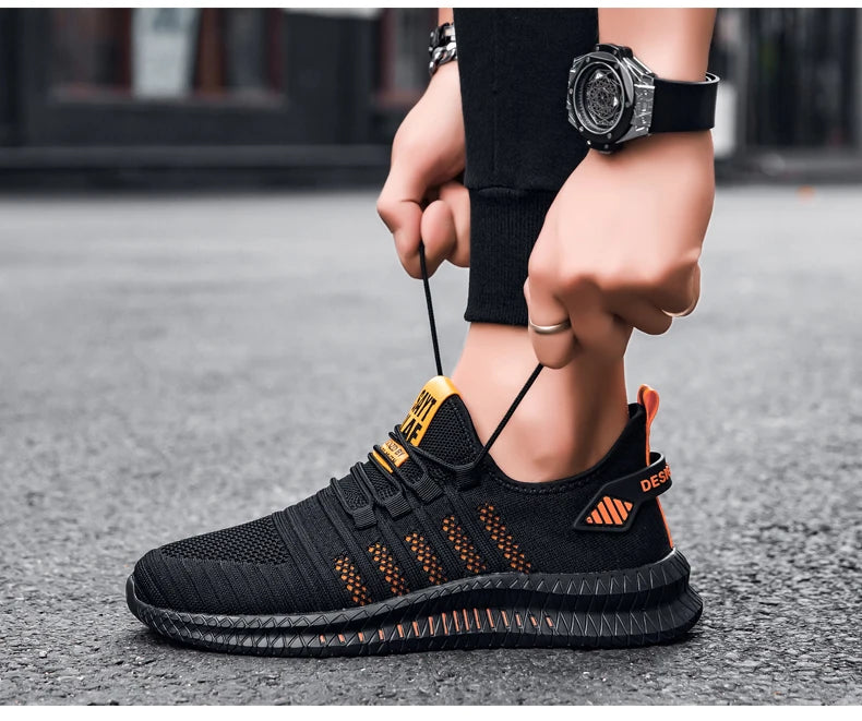 Zapatos de deporte a la moda para hombre, zapatos informales de malla con cordones, zapatillas ligeras transpirables para caminar, zapatos para hombre