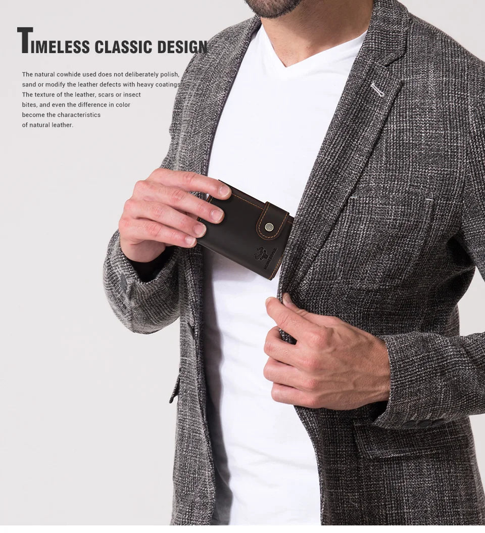 Billetera delgada para hombre, monedero con cerrojo de lujo, billeteras cortas para hombre, tarjetero para tarjetas bancarias de cuero genuino, credencial de viaje de crédito