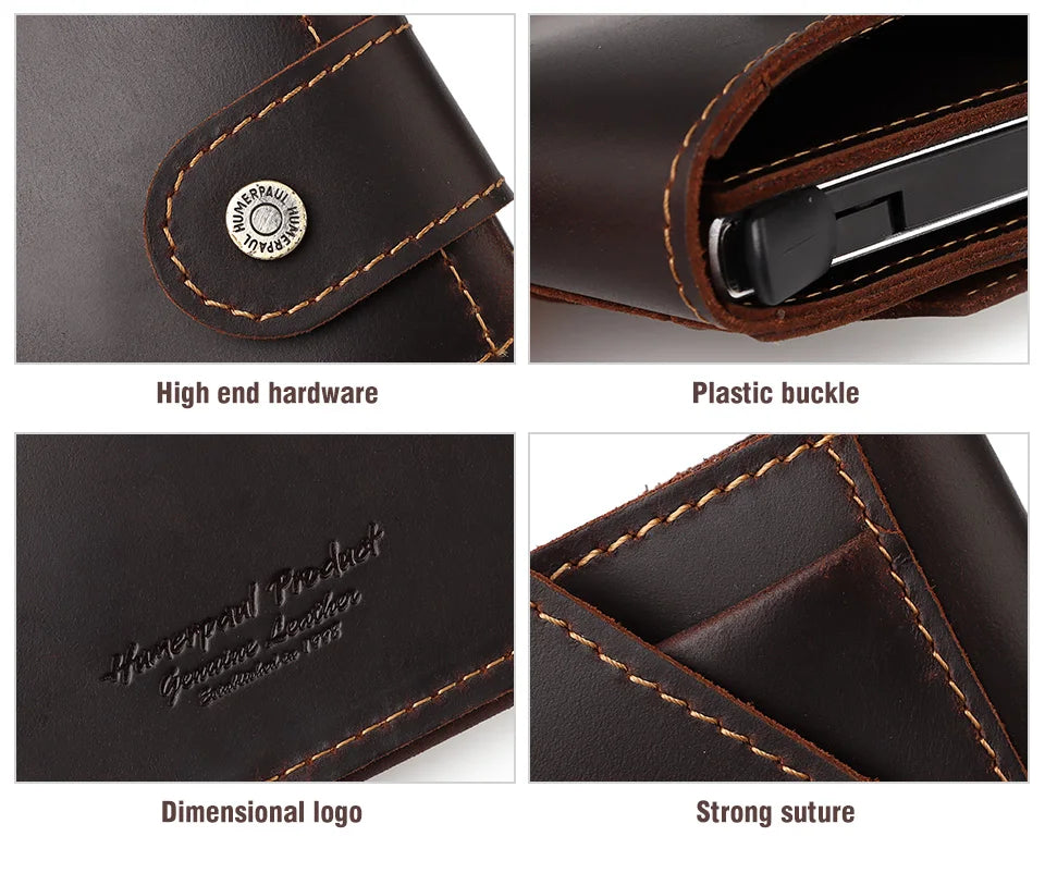 Billetera delgada para hombre, monedero con cerrojo de lujo, billeteras cortas para hombre, tarjetero para tarjetas bancarias de cuero genuino, credencial de viaje de crédito