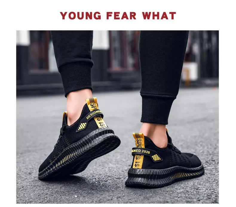 Zapatos de deporte a la moda para hombre, zapatos informales de malla con cordones, zapatillas ligeras transpirables para caminar, zapatos para hombre