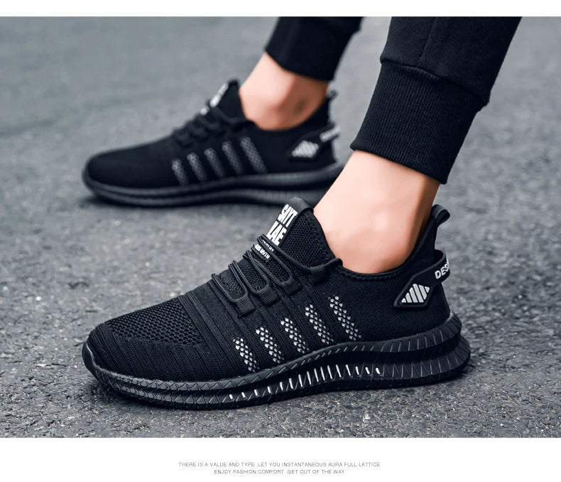 Zapatos de deporte a la moda para hombre, zapatos informales de malla con cordones, zapatillas ligeras transpirables para caminar, zapatos para hombre
