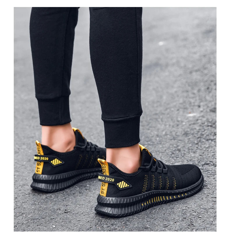 Zapatos de deporte a la moda para hombre, zapatos informales de malla con cordones, zapatillas ligeras transpirables para caminar, zapatos para hombre