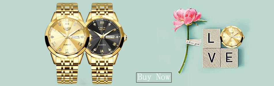 Reloj de pulsera LIGE de cuarzo a la moda, reloj resistente al agua de lujo de marca elegante