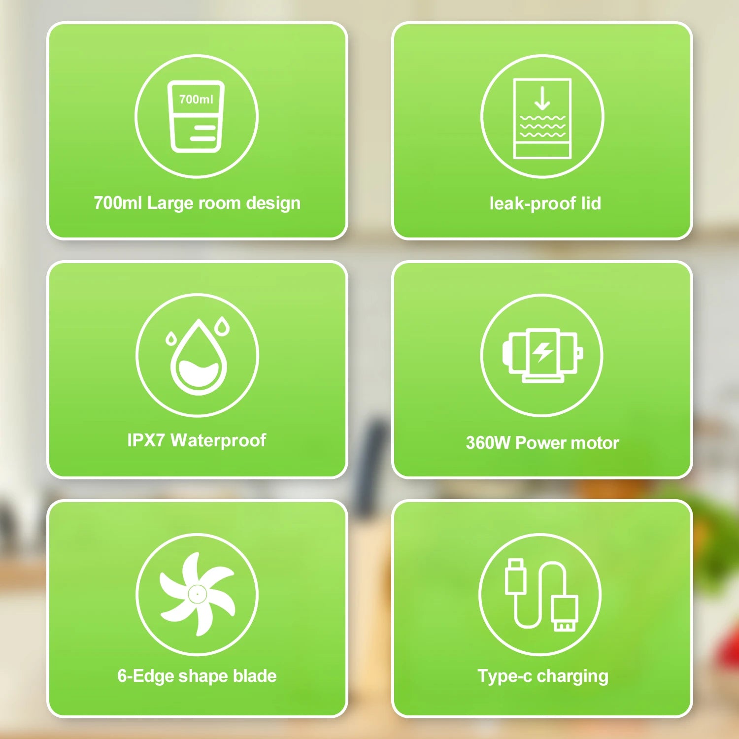 Exprimidor eléctrico portátil, mezclador de frutas frescas, 700ML, multifuncional, recargable por USB, batidos, licuadora, taza mezcladora para exteriores