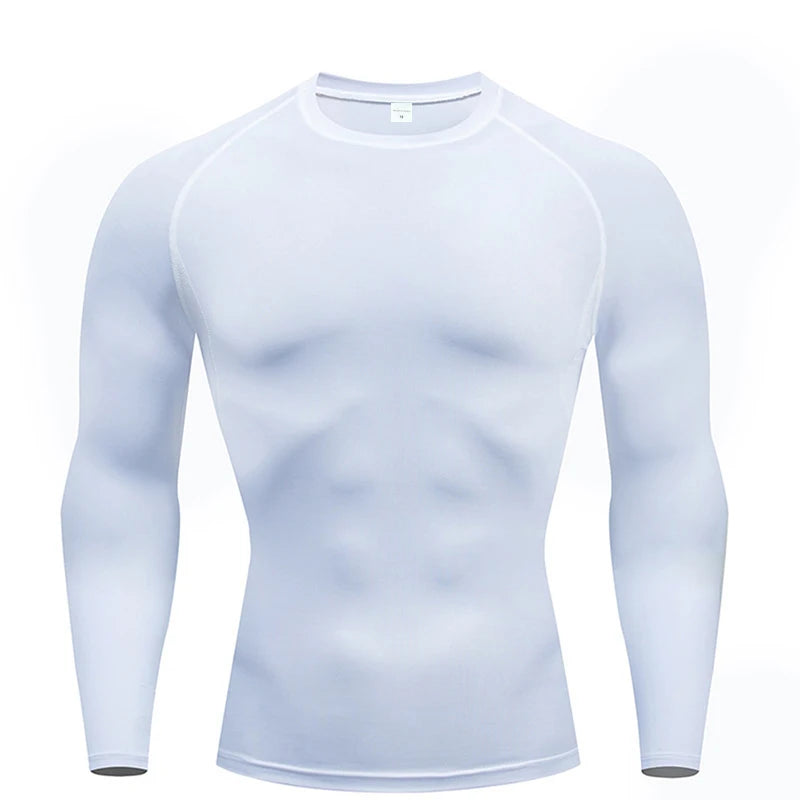 Camiseta de manga larga de compresión, camiseta negra de Fitness para hombre, ropa deportiva de secado rápido para gimnasio, protección solar, capa Base deportiva