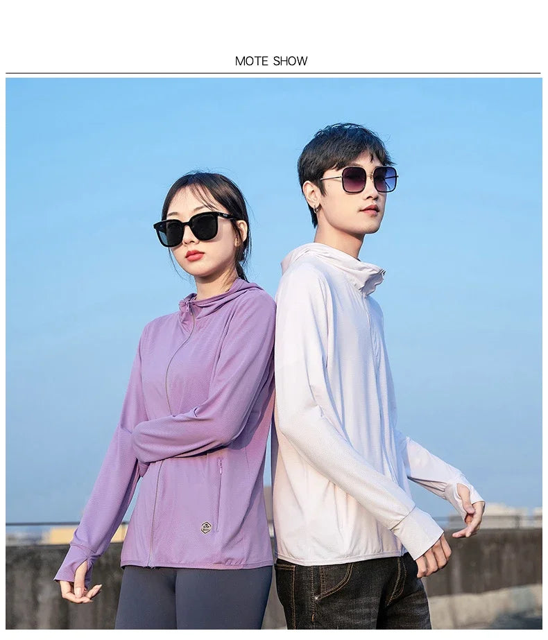 Chaqueta unisex novedad de verano UPF 50+ UV protección solar chaqueta con capucha hombres mujeres ligero senderismo al aire libre