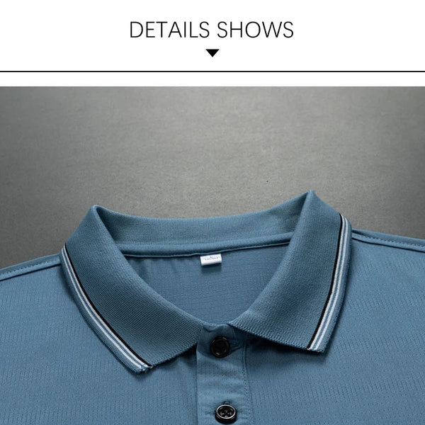 TFETTERS-Camiseta de manga corta para hombre, Polo de negocios antiarrugas con diseño de bolsillo Real, cuello vuelto