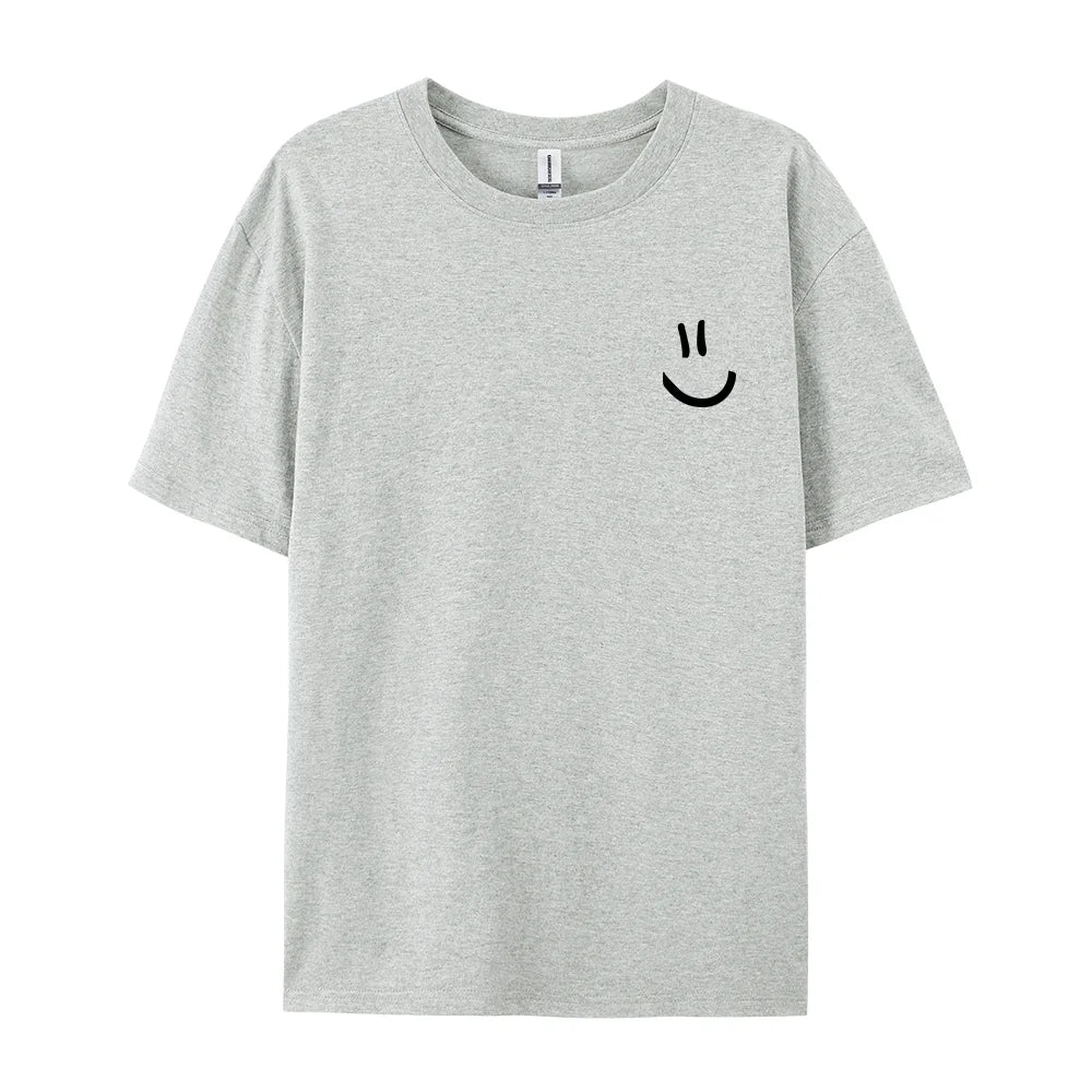 Camisetas minimalistas con estampado gráfico de cara sonriente para hombre, camiseta de Hip Hop, ropa, camiseta transpirable de verano