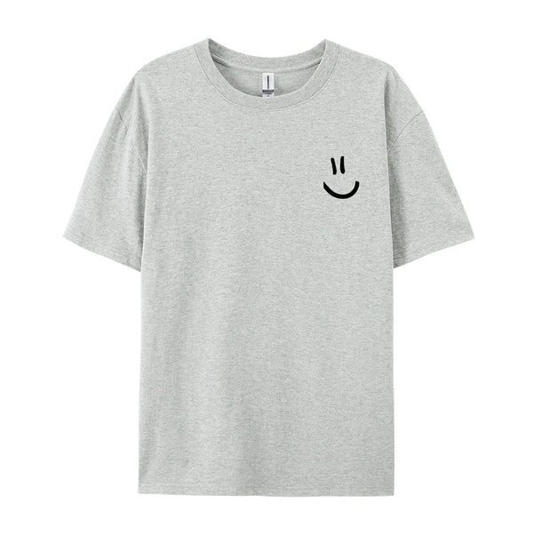 Camisetas minimalistas con estampado gráfico de cara sonriente para hombre, camiseta de Hip Hop, ropa, camiseta transpirable de verano