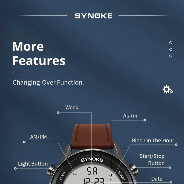 Reloj deportivo multifuncional para hombre, pantalla grande resistente al agua, luminoso, LED, Digital, correa de moda