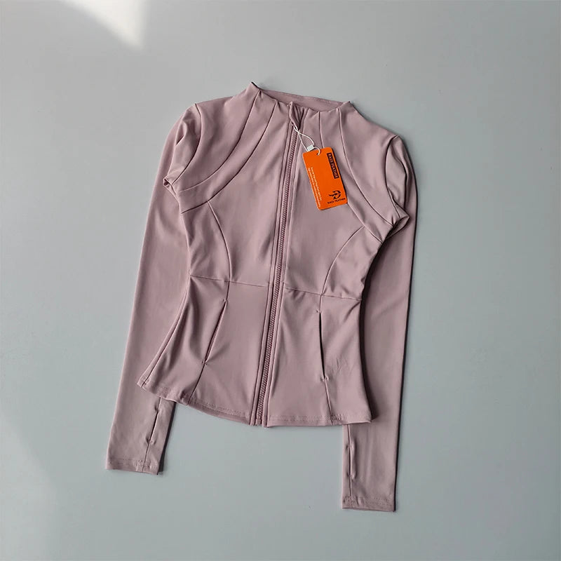 Chaqueta deportiva con cremallera para mujer, abrigos para entrenamiento y correr, cárdigan cálido de manga larga para gimnasio, chaqueta ajustada, ropa deportiva