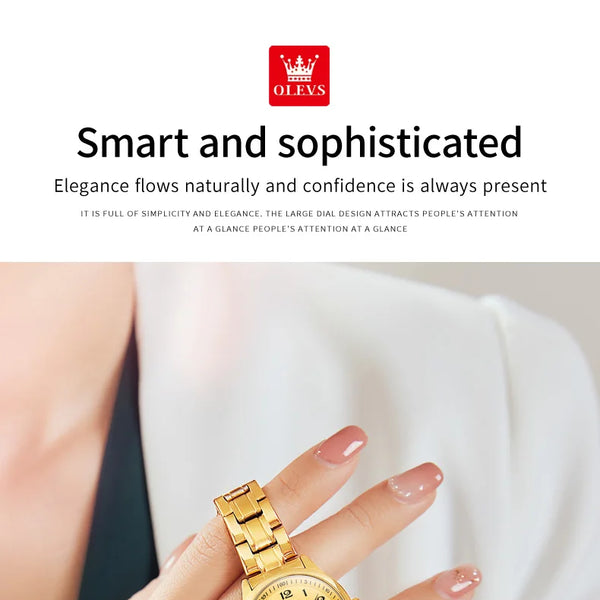 Reloj elegante a la moda para mujer, reloj de lujo de acero inoxidable luminoso