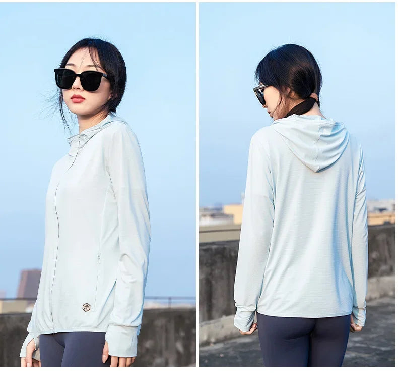 Chaqueta unisex novedad de verano UPF 50+ UV protección solar chaqueta con capucha hombres mujeres ligero senderismo al aire libre