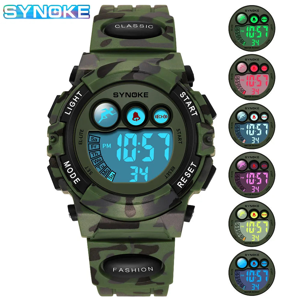 Reloj deportivo SYNOKE para estudiantes para niños, relojes electrónicos coloridos, reloj resistente al agua hasta 50M, reloj digital para niños