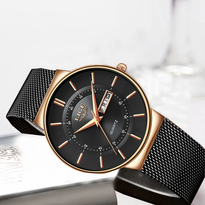 Reloj LIGE para mujer, reloj lujoso y elegante de cuarzo ultrafino