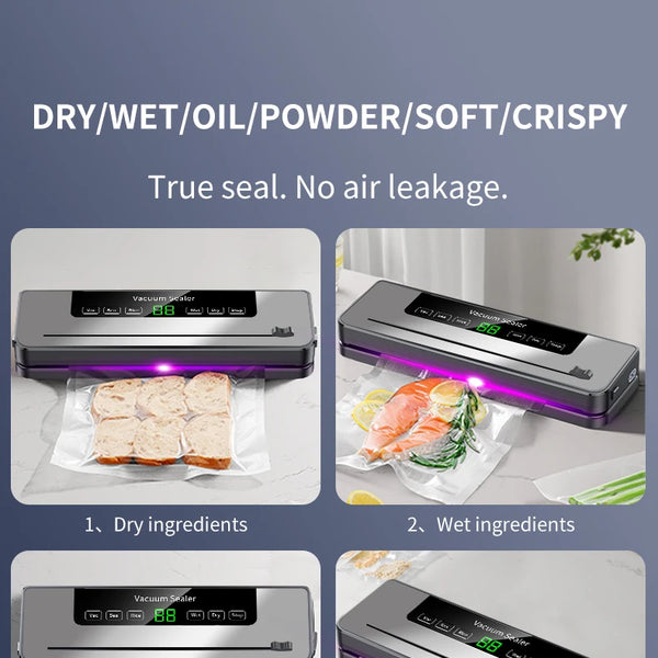 Máquina selladora al vacío eléctrica, envasado de alimentos secos/húmedos, bolsas de sellado al vacío, almacenamiento de alimentos, máquina envasadora al vacío para Cocina