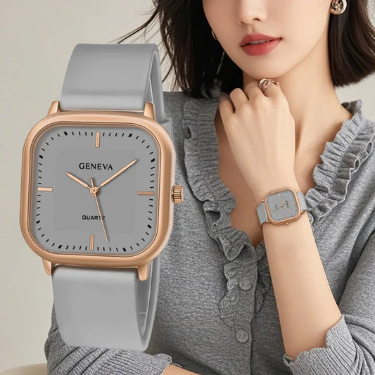 Reloj de silicona de cuarzo cuadrado Simple elegante informal para mujer a la moda regalo para hombres y mujeres