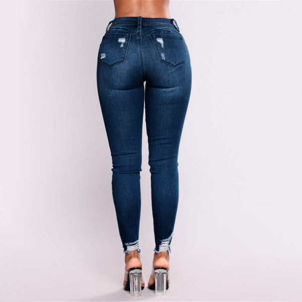 Pantalones de mezclilla con agujeros para mujer, Jeans rasgados ajustados de pies pequeños, pantalones de mezclilla rasgados para glúteos